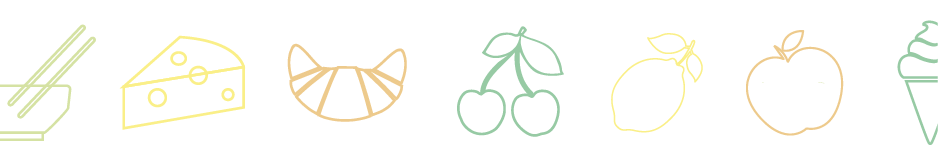 Bannière avec différentes images de fruit et légume