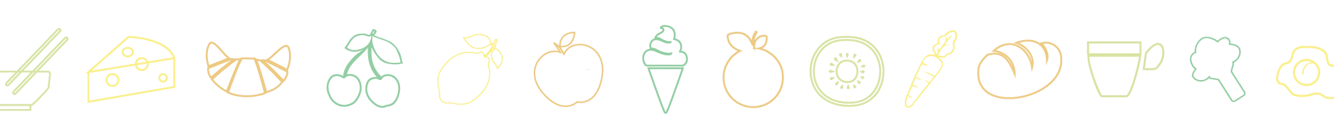 Bannière avec différentes images de fruit et légume